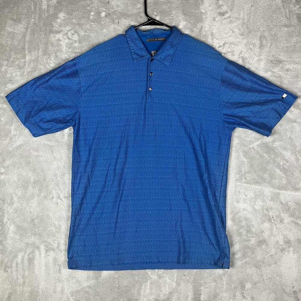 Tiger Woods Shirt Mens XL Blue Polka Dots‎ Golf Polo Short Sleeve Athleisure